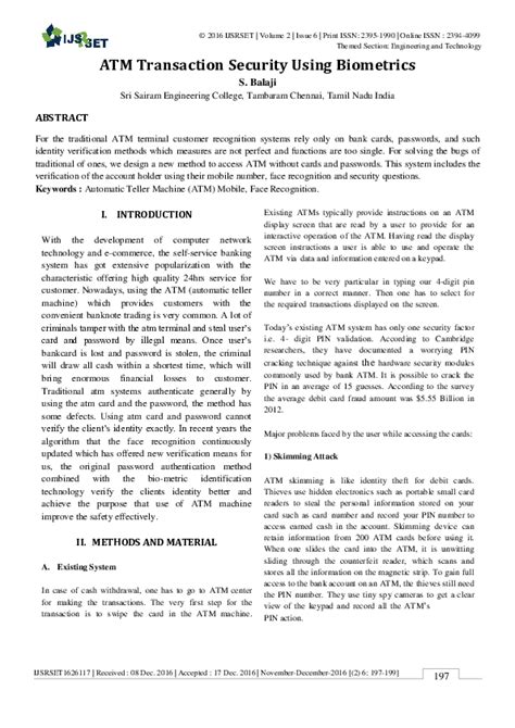 The international journal of science and research (ijsr) aims to establish itself as a platform for exchanging ideas in new emerging trends that needs more focus and exposure and is always committed to publish articles that will strengthen the knowledge of upcoming researchers. (PDF) ATM Transaction Security Using Biometrics ...
