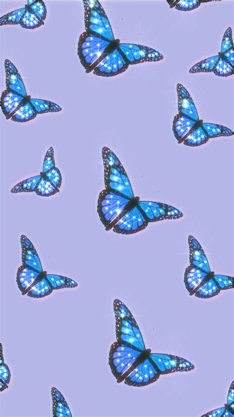 Background Wallpaper Iphone Pastel Blue Butterfly Aesthetic Pic Dingis