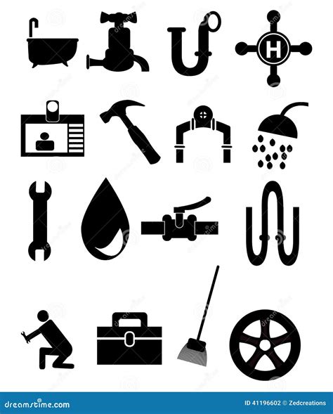 Plumbing Icon Set Stock Vector Illustration Of Plumbing 41196602