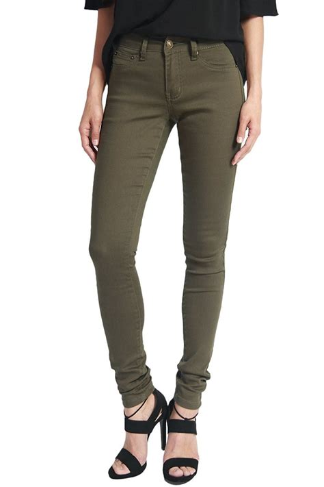 Womens Basic Army Olive Green 5 Pocket Stretch Denim Skinny Jeans Olive C312nsd2fo9 In 2020
