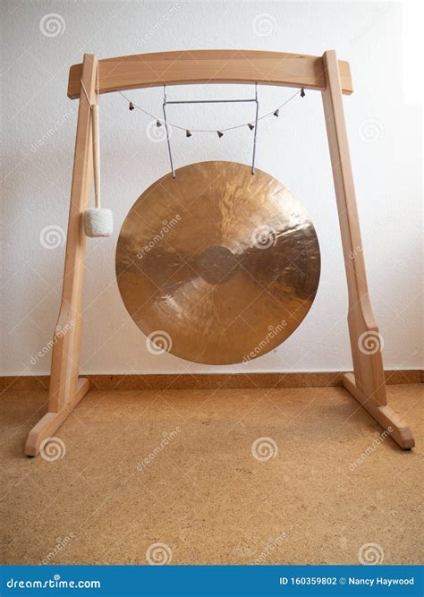 Gong In A Wooden Stand For Sound Healing Ceremony Stock Photo Image