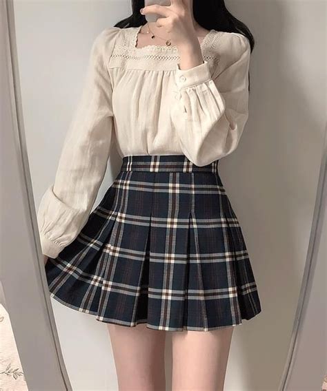 autumn wind check mini skirt korean skirt outfits fashion outfits cute skirt outfits