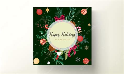 Free Vector Elegant Christmas Card Design With Christmas Ornaments