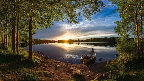 4k Oulu River Oulujoki Forests Boats Rivers Evening Sunrises And