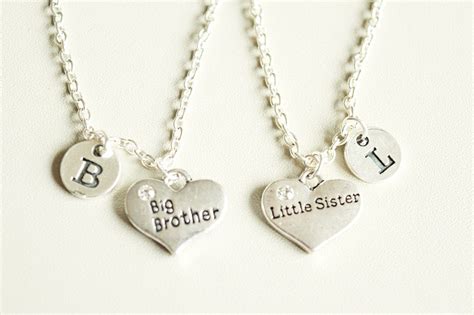 Brother Sister Necklaces Big Sis Lil Sis Big Brother Little Etsy Uk
