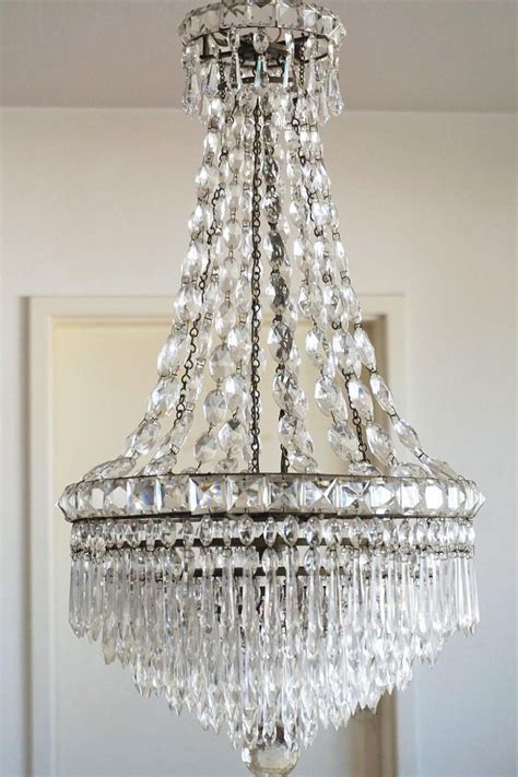 French Crystal Six Tier Waterfall Chandelier Circa 1910 1920 For Sale