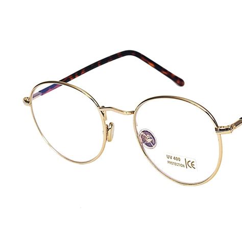 Buy Vazrobe Gold Round Glasses Frame Men Women Vintage Retro Eyeglasses Frames