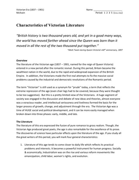 Characteristics Of Victorian