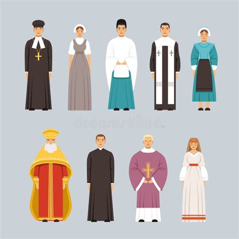 Religion People Characters Set Men And Women Of Different Religious