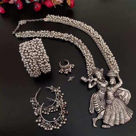 Indian Jewellery Radha Krishna Oxidized German Silver Jewelry Etsy