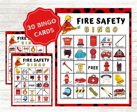 Fire Safety Bingo Cards Instant Download Firefighter Bingo Printable
