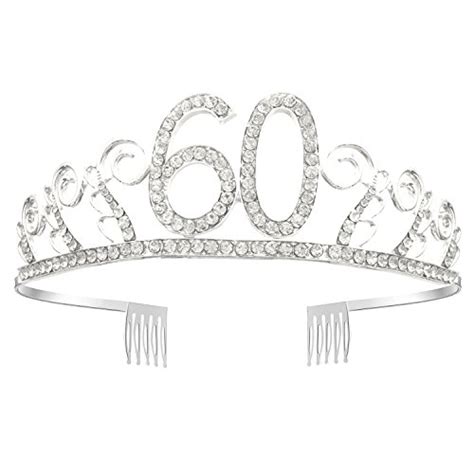 Greestore 60th Birthday Tiara Crown Crystal Rhinestone Tiara With Hair