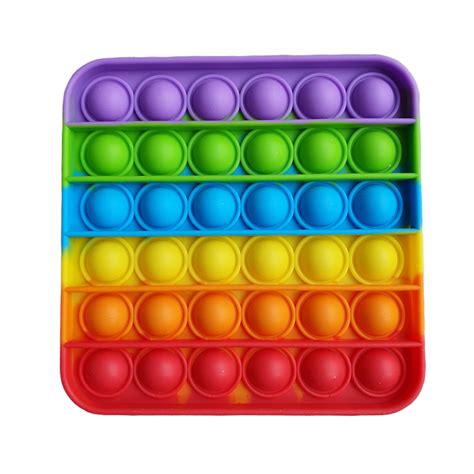 Rainbow Square Pop It Sensory Satisfactory Fidget Toy Etsy Uk