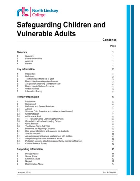 Safeguarding Children And Vulnerable Adults