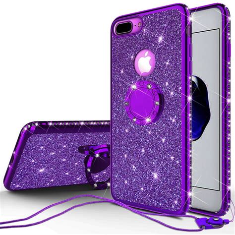 Glitter Cute Ring Stand Phone Case For Apple Iphone 7 Plus Casebling
