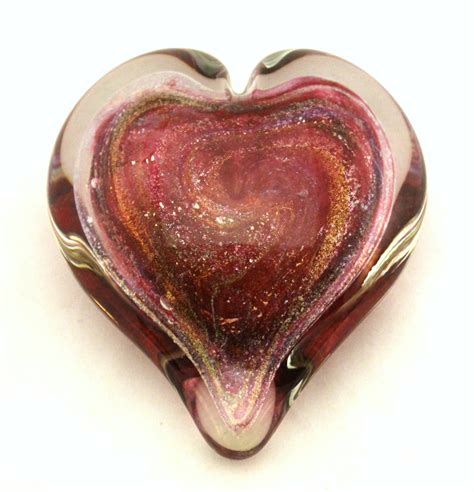 Large Ruby Dichroic Heart Paperweight By Ken Hanson And Ingrid Hanson Art Glass Paperweight