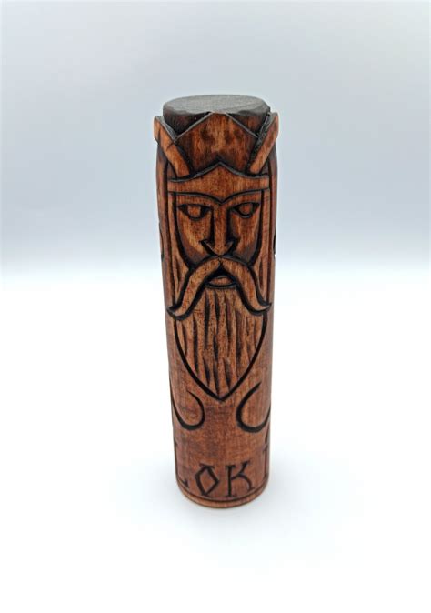 Loki Wood Carved Figurine Viking Norse Gods Pagan Statue Etsy