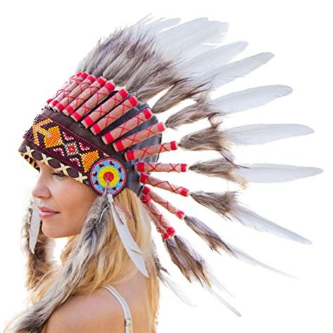 novum crafts feather headdress native american indian inspired white apparel accessories