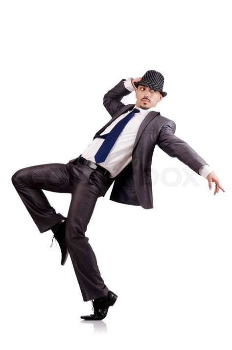 Dancing Businessman Isolated On White Stock Image Colourbox
