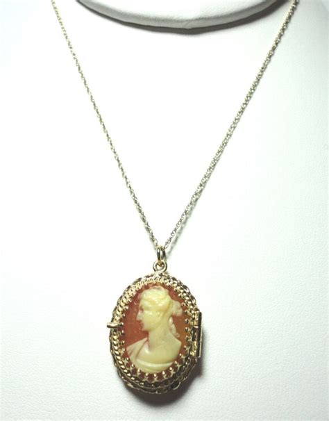 Cameo Locket Necklace Solid 14k Gold Cameo By Designsbydianer