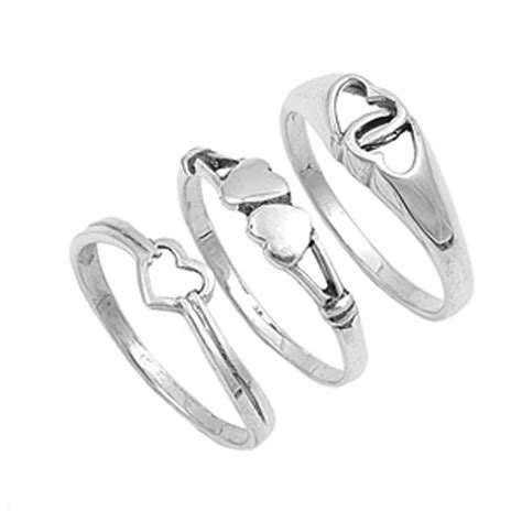 Heart Purity Promise Set Infinity Knot Ring 925 Sterling Silver Band