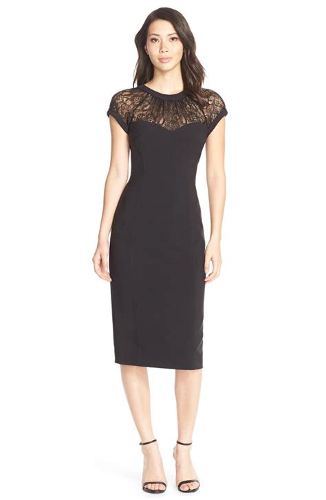Maggy London Lace Illusion Crepe Sheath Dress Nordstrom
