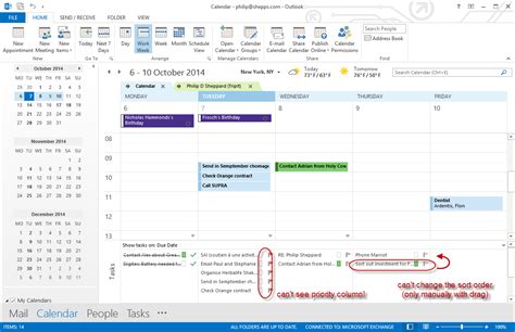 You can easily share your calendar with someone else if you are both using an online calendar account once you click send/save, the person you selected to share the calendar with will receive an email invitation to view your you can share your calendars in outlook.com with family, friends. Is there any way of sorting the task list in CALENDAR view ...