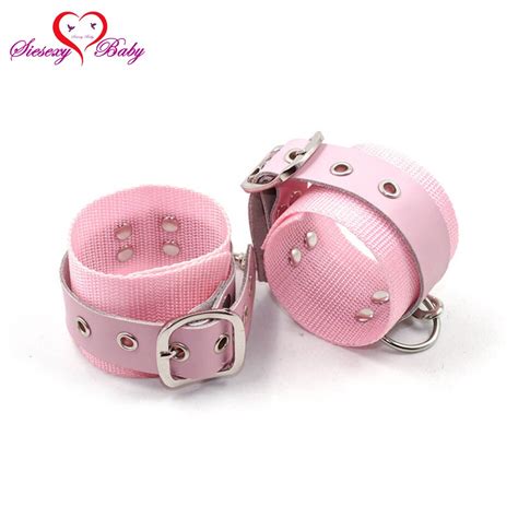 1 Pair Pink Soft Nylon Handcuffs Restraints Sex Bondage Sex Products