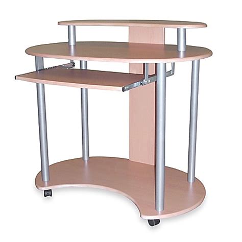 Designed with smaller spaces in mind. Curved Computer Desk with Casters - Natural - Bed Bath ...