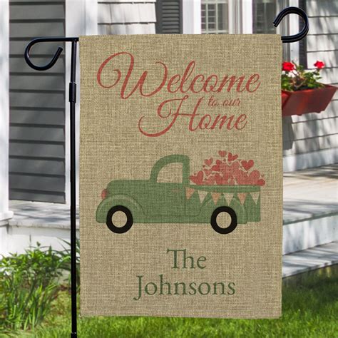 Personalized Welcome To Our Home Burlap Garden Flag Tsforyounow