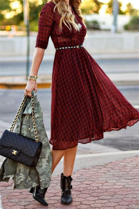 How To Wear Ankle Boots With Dresses Fall Dress Outfit Dress With