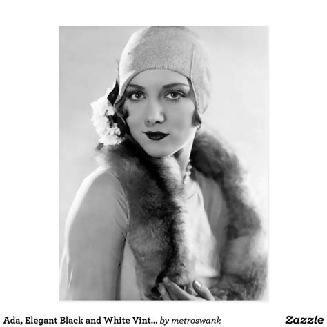 ada elegant black and white vintage photo postcard zazzle 1920s women vintage glamour