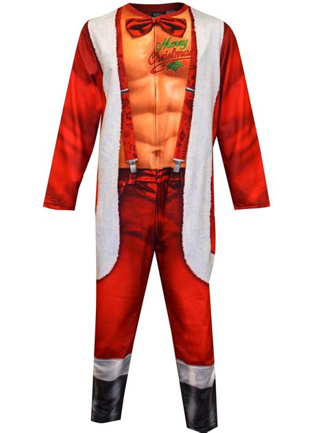 briefly stated briefly stated men s sexy santa claus adult onesie pajama with hat walmart