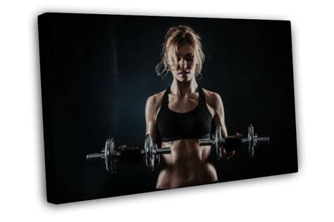 bodybuilding woman fitness motivational gym decor 20x16 inch framed canvas print