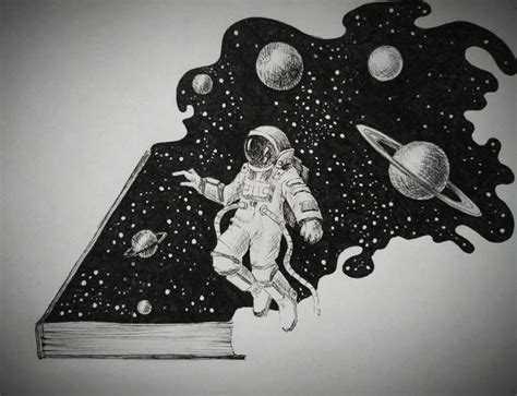 When The Book Is The Space You Need Drawing In 2022 Astronaut Art