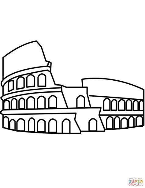 El coliseo representado en un mapa de la roma medieval. Dibujo de Coliseo para colorear | Dibujos para colorear imprimir gratis