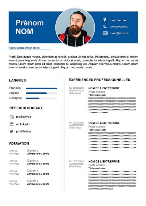 Exemple de CV pour Travailler à Télécharger Gratuit