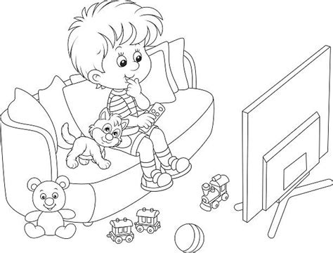 Boy Watching Tv Cartoon Illustrations Royalty Free Vector Graphics