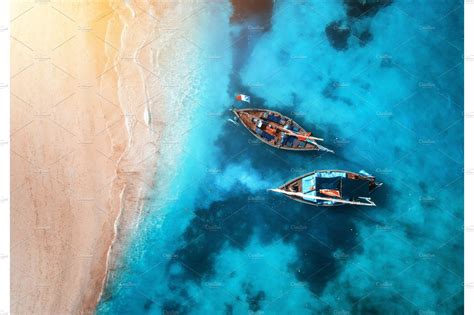 Aerial View Of The Fishing Boats By Den Belitsky On Creativemarket All
