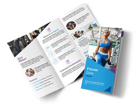 Blue Fitness Gym Tri Fold Brochure Template Mycreativeshop