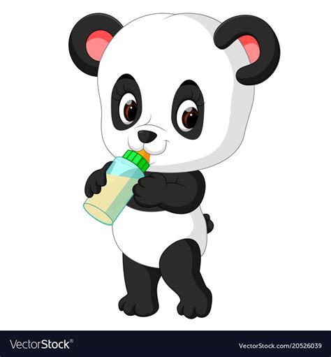 Cute Baby Panda Holding Milk Bottle Vector Image On Vectorstock Artofit