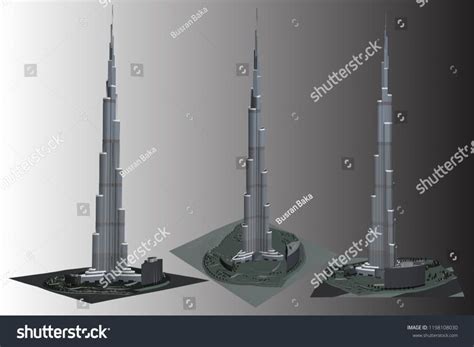 Vector Illustration Building Burj Khalifa 3Dillustration Vector