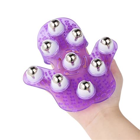 Palm Shaped Massage Glove Wiht Rotating Steel Balls Body Massager With 9 360 Degree Roller Metal