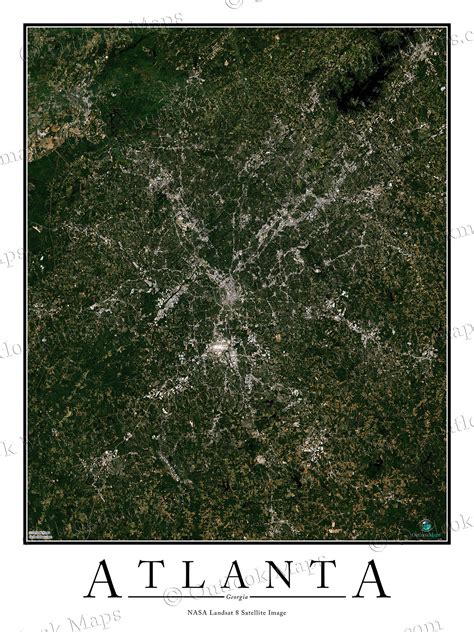 Atlanta Ga Area Satellite Map Print Aerial Image Poster