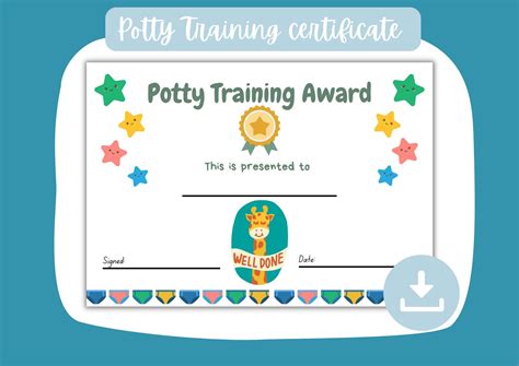 Certificate Template Potty Training Certificate Potty Etsy