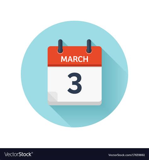 March Flat Daily Calendar Icon Date And Royalty Free Vector