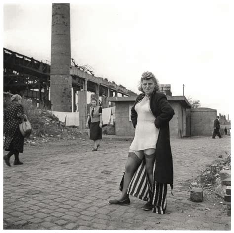[female Prostitute Standing Near The Partially Destroyed Krupp Factory Essen Germany