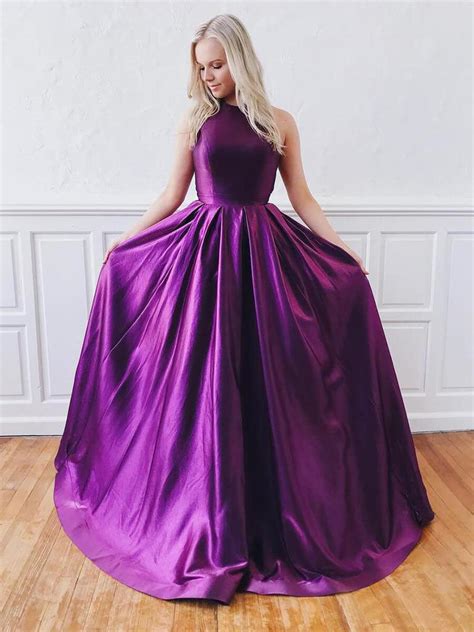 Cheap Purple Backless Long Prom Dresses With Pockets Okk51 Okdresses