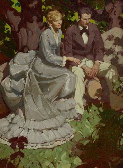 Mead Schaeffer Couple In Garden Oil Paintings Illustration Art Art