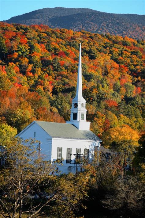 Iconic Church In Stowe Vermont Stock Photo Image Of People England